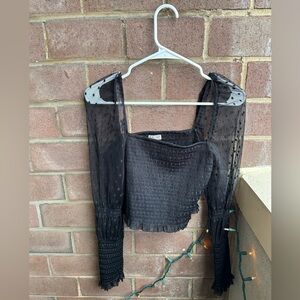 Free People Puffy Sleeve Crop Top